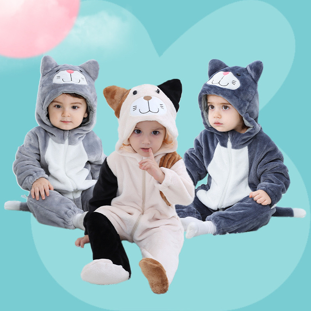 Очаровательный флисовый плюшевый комбинезон кигуруми с капюшоном и щенком для малышей на заказ 