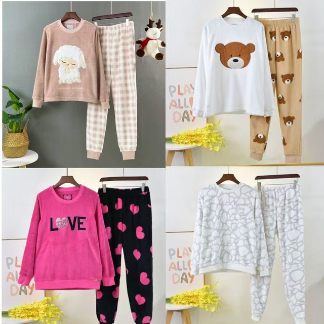 Флисовые пижамные комплекты, сертифицированные OEKO-TEX®: мягкая и теплая одежда для сна с красивой вышивкой, изготовленная на фабрике, проверенной BSCI, экологически чистым способом