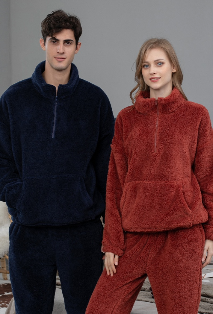 Unisex Two-piece Ultra-soft Fleece Loungewear Унисекс, двухсекционная ультрамягкая флисовая домашняя одежда