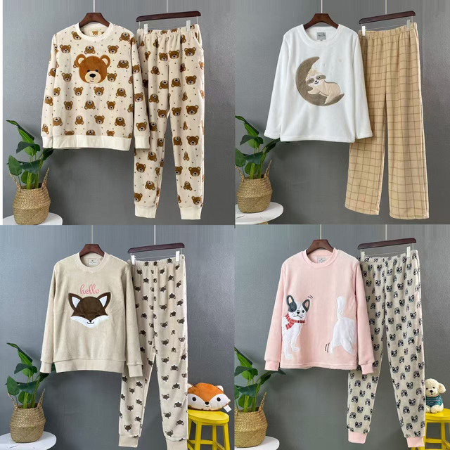 Индивидуальные женские теплые флисовые пижамы с вышивкой единорога